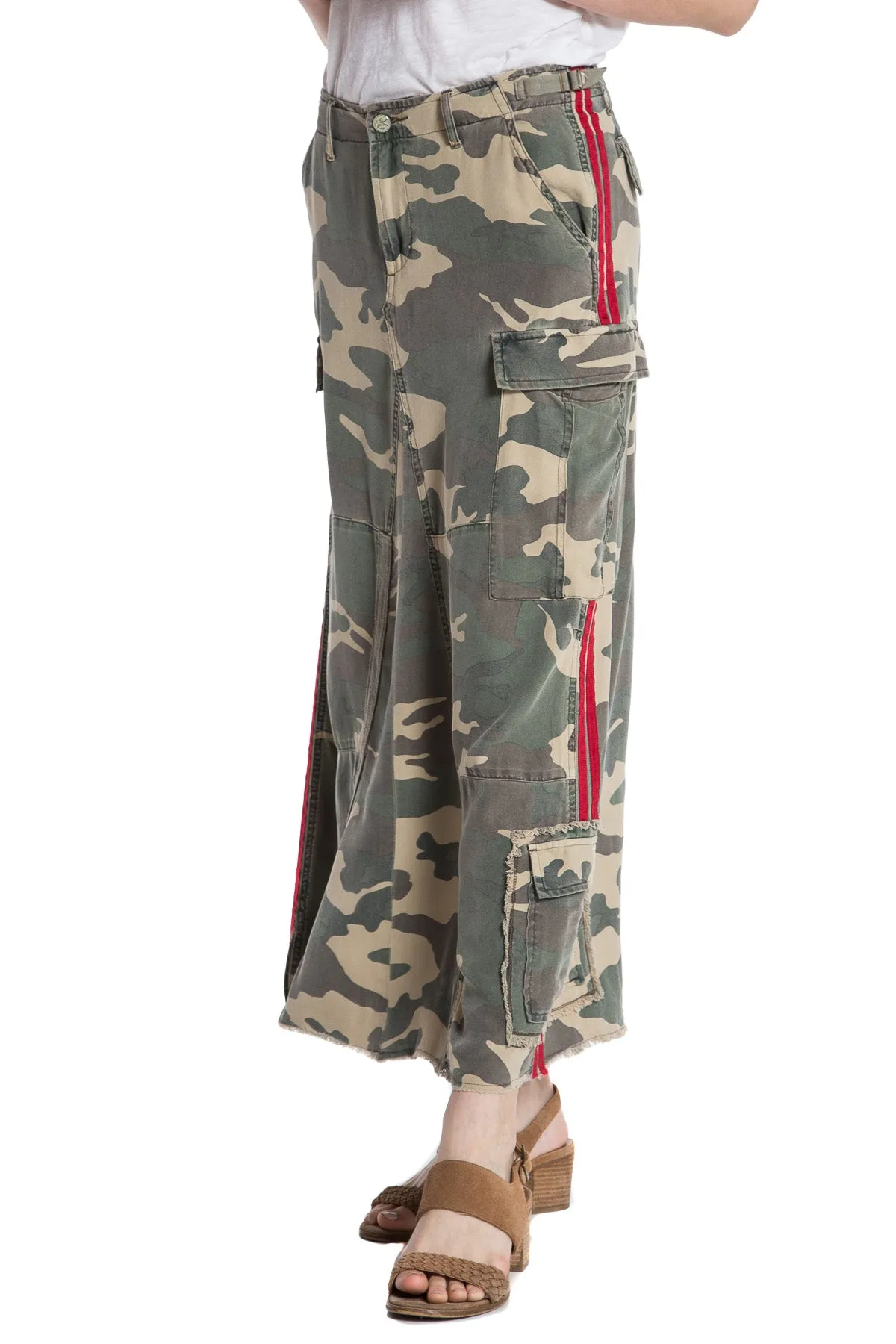 100% Silk long skirt in Army Camo