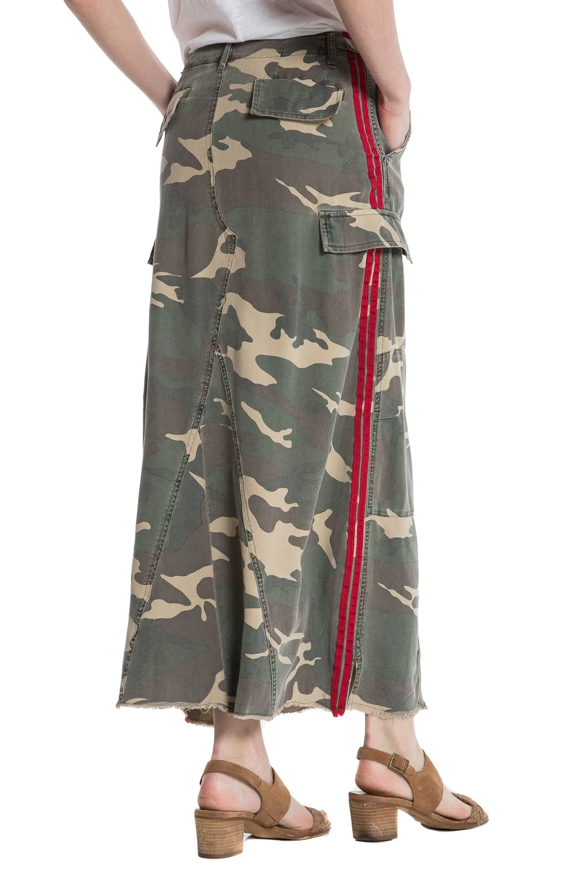 100% Silk long skirt in Army Camo