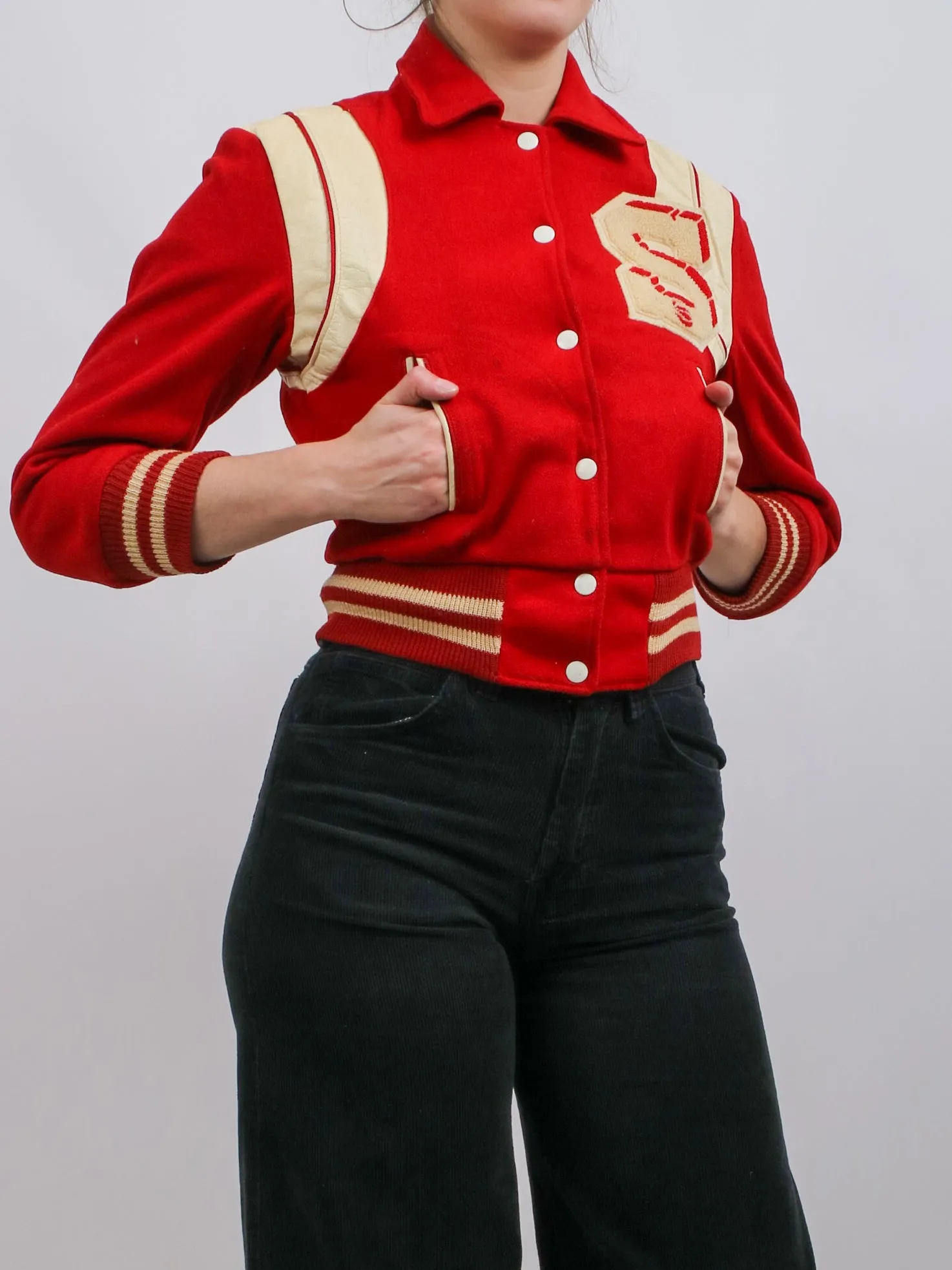 1950s/early 60s Red and White Athletic Bomber Jacket