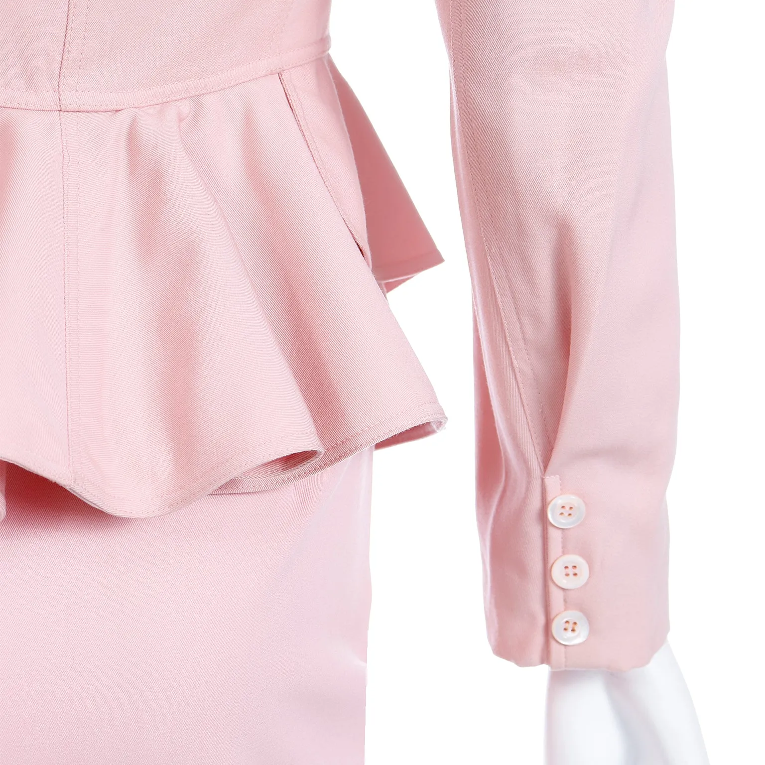 1980s Emanuel Ungaro Pink Peplum Jacket & Pencil Skirt Suit