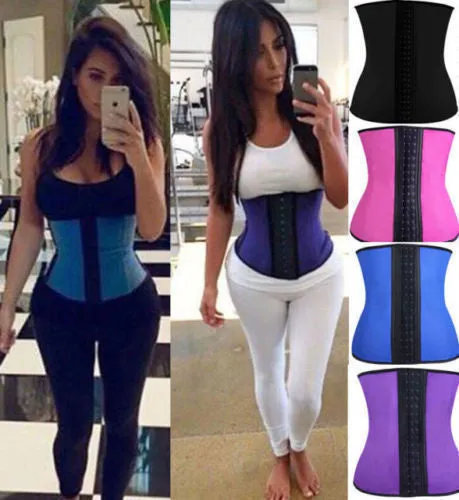 2016 Hot Body Shapers Latex Waist Cincher Waist Trainer Corsets Underbust Waist Corsets 9 Steel Bones Slim Belt Fajas Plus Size