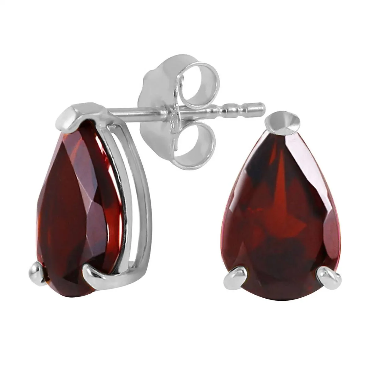 3.15 Carat 14K Solid White Gold Stud Earrings Natural Garnet