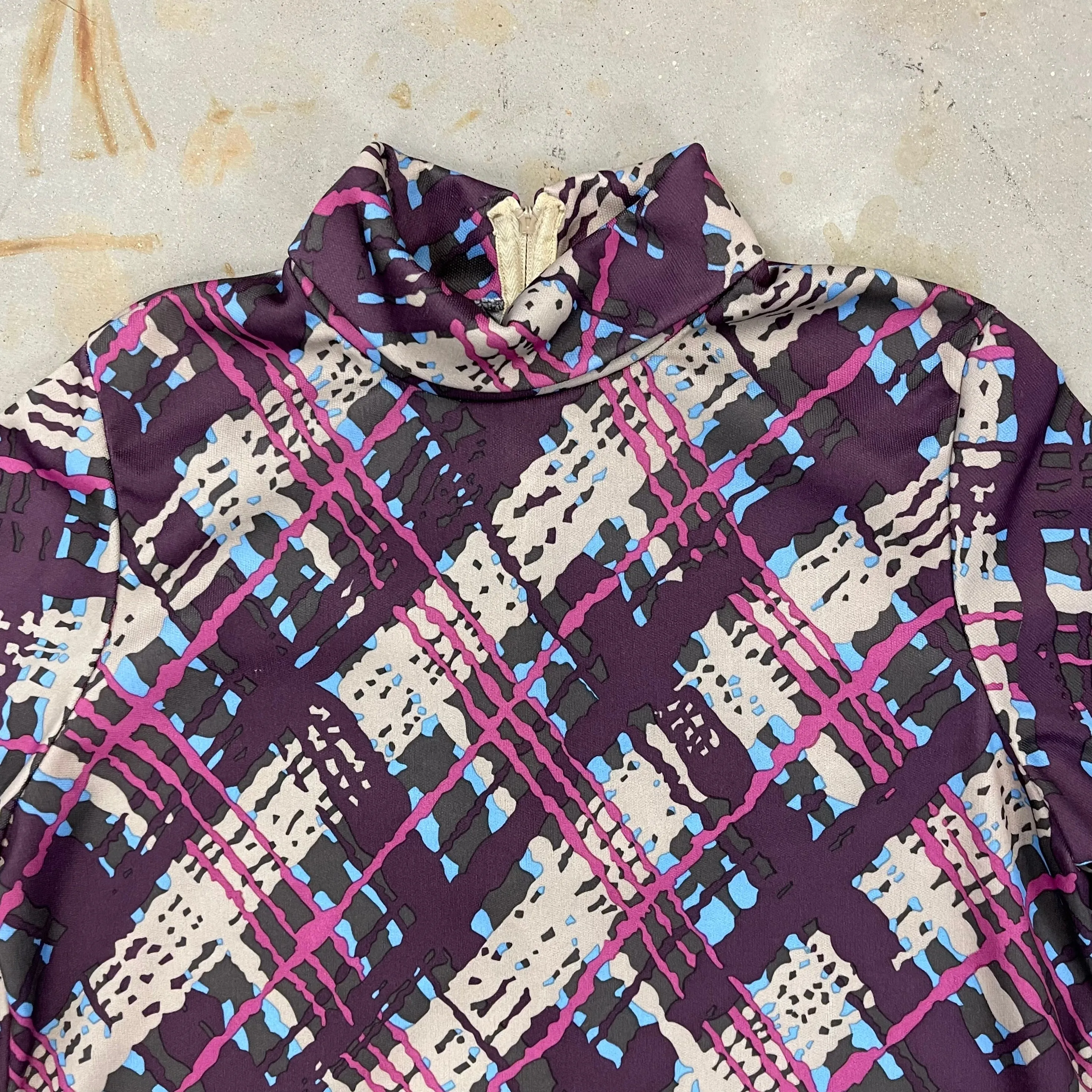 '70s funky plaid blouse