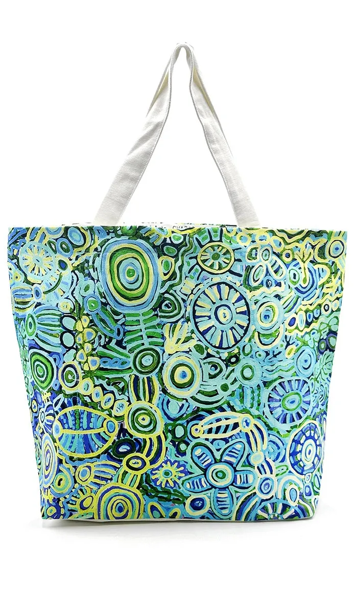 Aboriginal Art Canvas Big Tote Bag by Cedric Varcoe