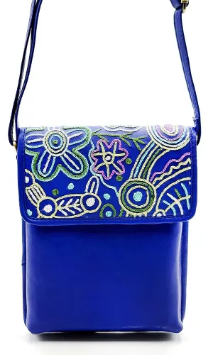 Aboriginal Art Embroidered Leather Shoulder Bag by Cedric Varcoe (2)