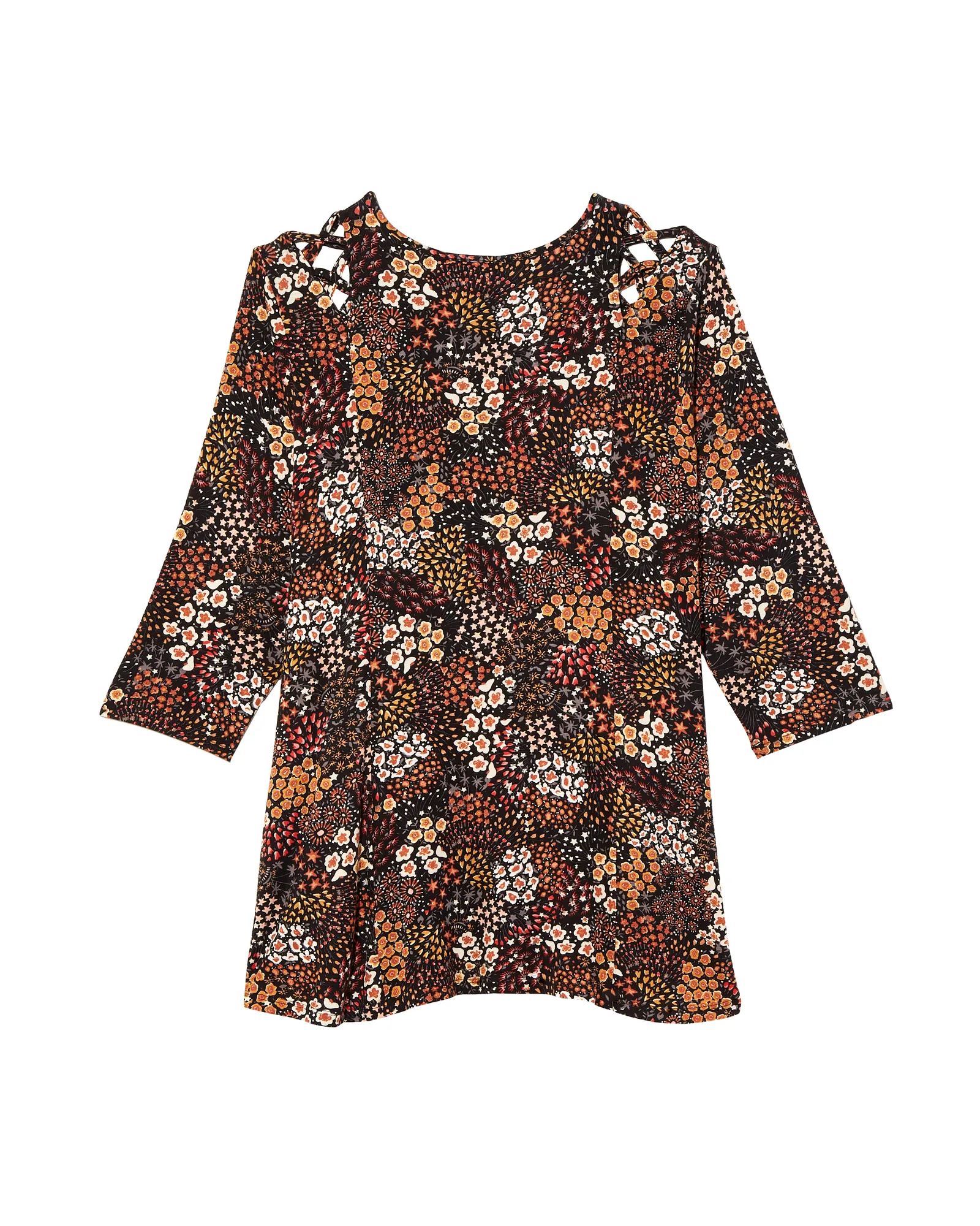 Adela 3/4 Sleeve with Cut Outs | Brown / Orange