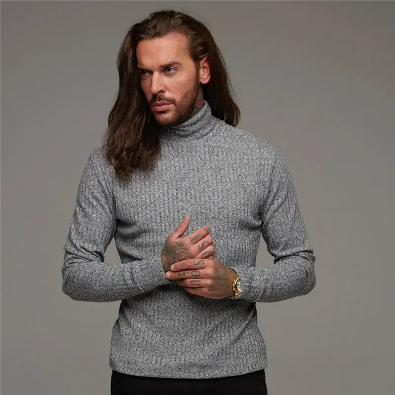 Advbridge Autumn Winter Fashion Turtleneck Mens Thin Sweaters Casual Roll Neck Solid Warm Slim Fit Sweaters Men Turtleneck Pullover Male