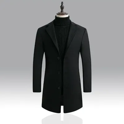 Advbridge New Men&#39;s Casual Long Windbreaker Jacket / Male Solid Color Single Breasted Trench Coat Jacket