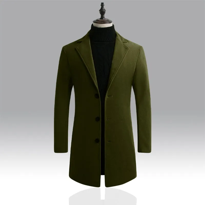 Advbridge New Men&#39;s Casual Long Windbreaker Jacket / Male Solid Color Single Breasted Trench Coat Jacket