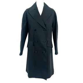 Alaia £2830 Black Coated & Belted Cotton Coat S