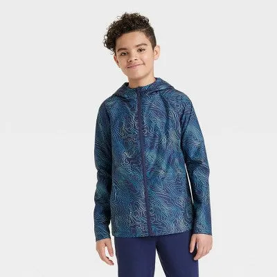 All In Motion Kids Zip-Up Winter Hooded Lightweight Rain Jacket Quilted