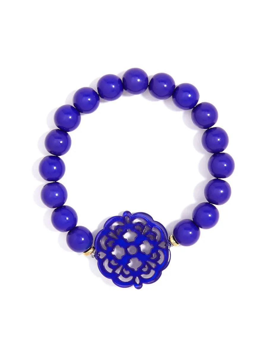 Allure Resin Charm Beaded Bracelet - Available in 13 Colors