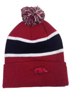 Arkansas Razorbacks TOW Tri-Tone Whirl Knit Cuffed Poof Winter Hat Cap Beanie