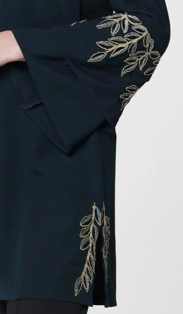 Arzoo Gold  Embellished Long Modest Tunic - Dark Teal - PREORDER (ships in 2 weeks)