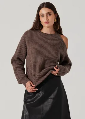 ASTR the Label Millicent Ribbed Cold Shoulder Sweater