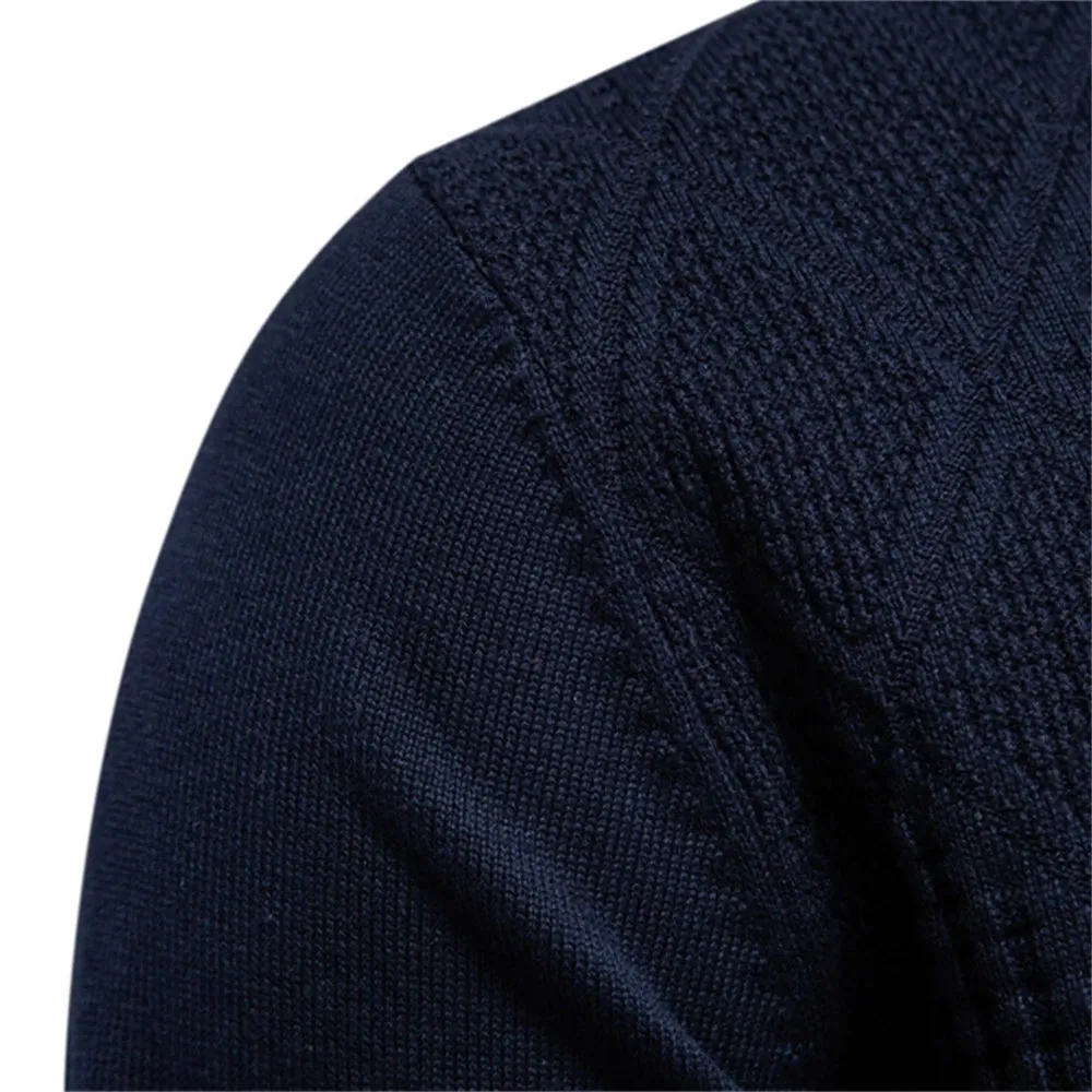 Autumn Cotton Polo Neck Sweaters for Men High Quality Pullover Knitted Sweater Men England Style Casual Social Pull Men