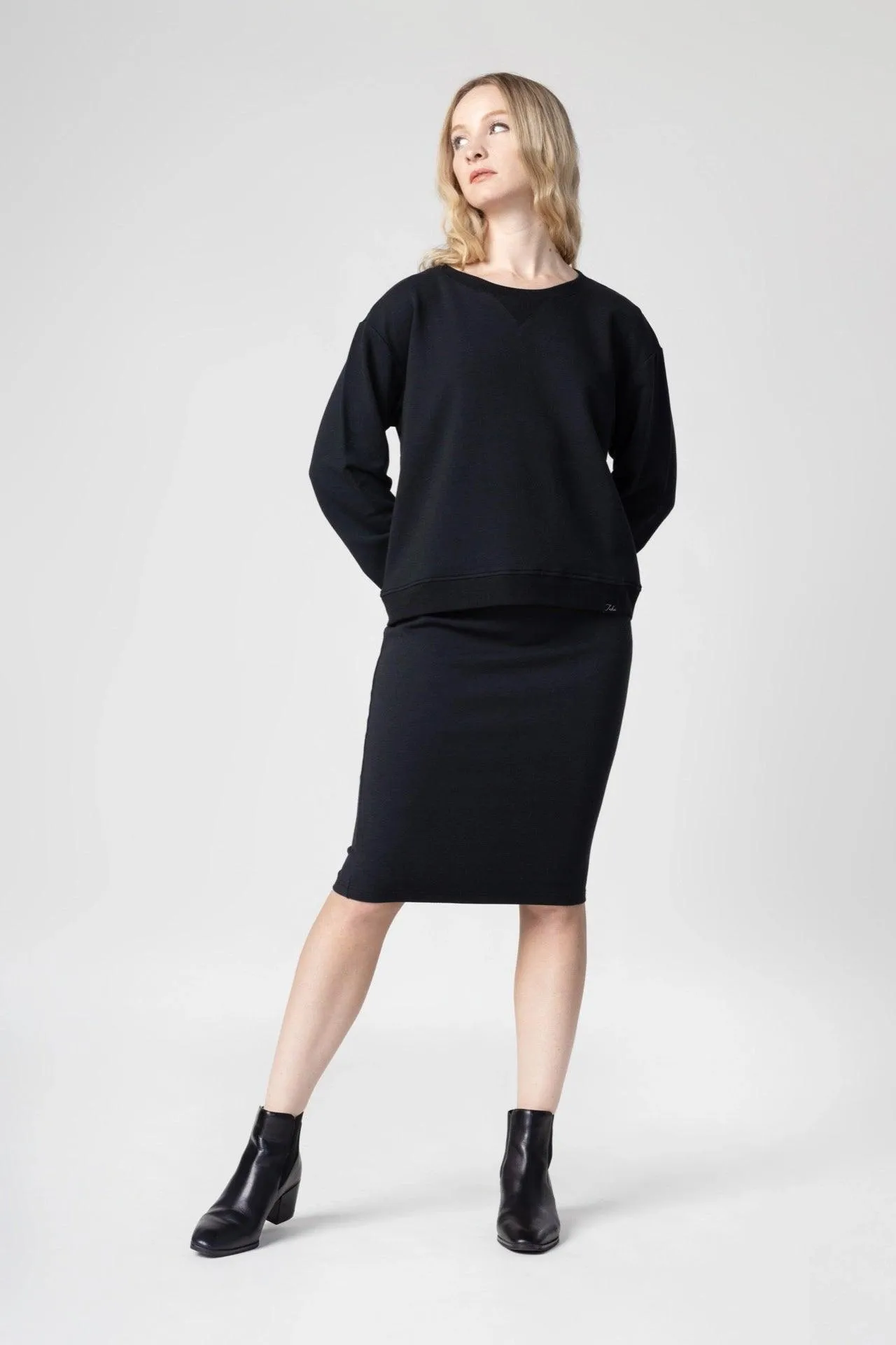 Bamboo Bonded Jersey Knee Length Pencil Skirt