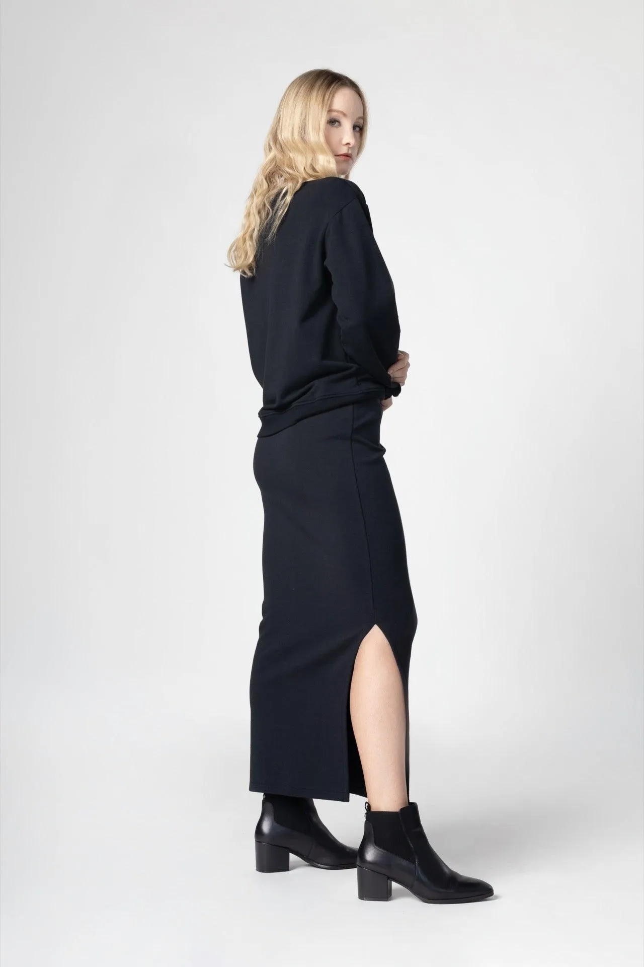 Bamboo Bonded Jersey Long Length Pencil Skirt