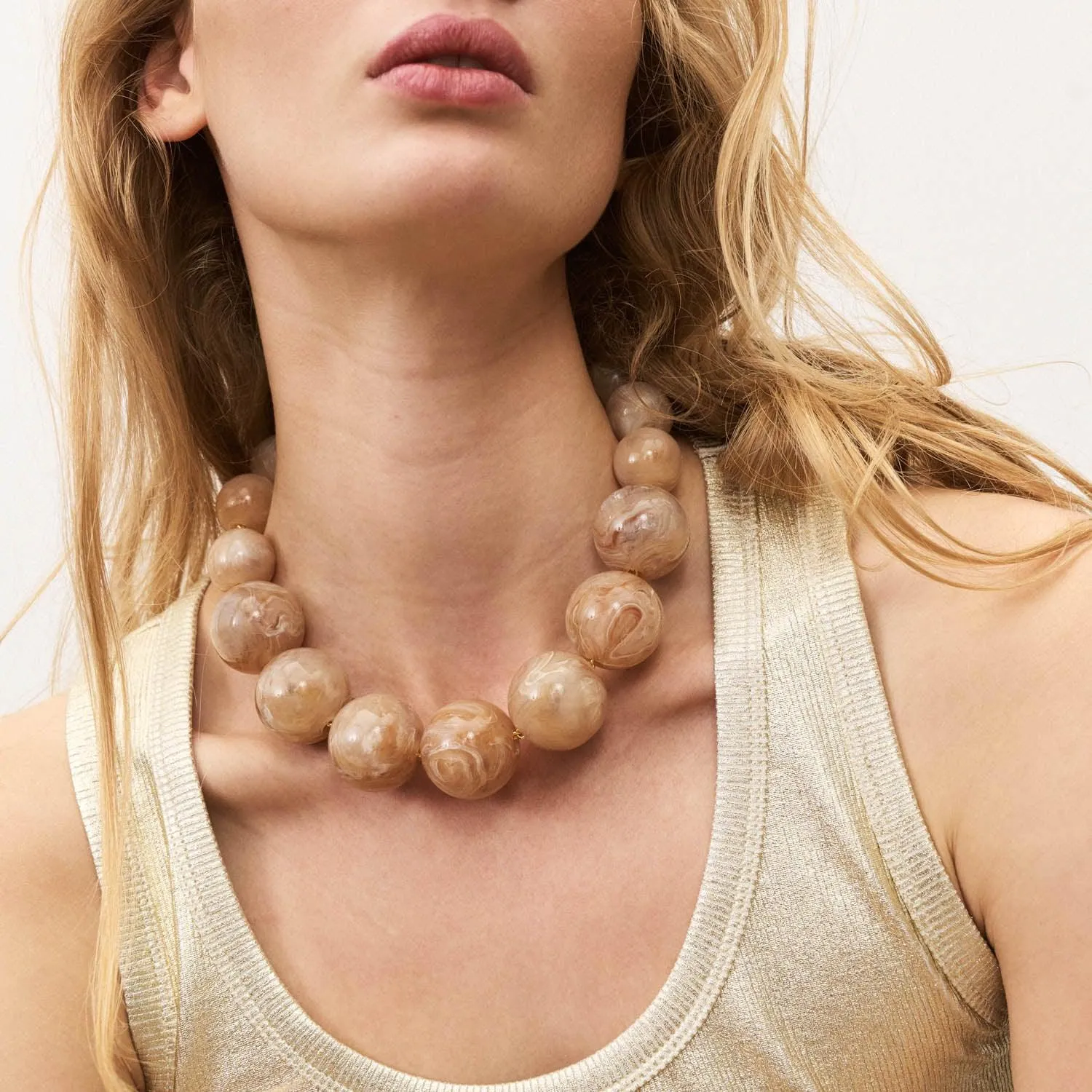 Beads Necklace Honey Marble