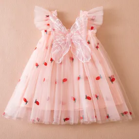 Berry  Butterfly Tulle Pink Dress #11001190