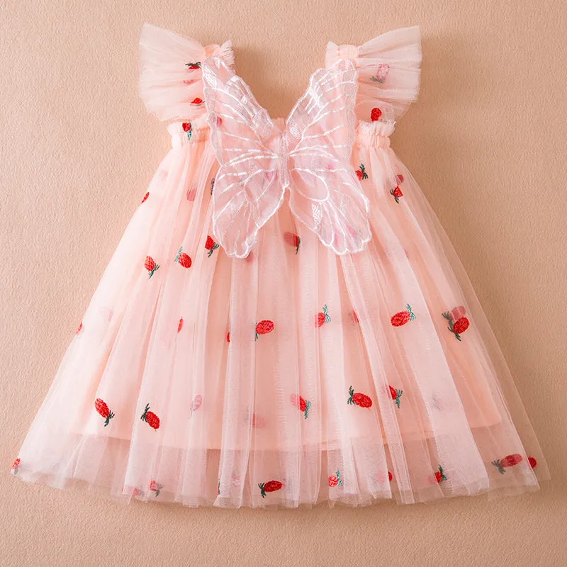 Berry  Butterfly Tulle Pink Dress #11001190