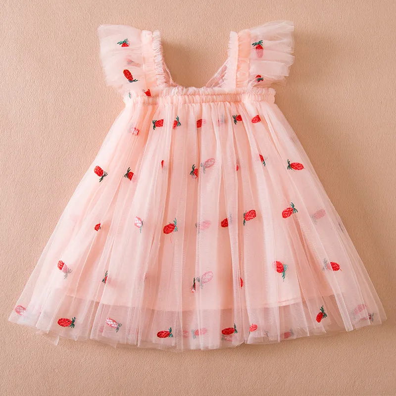 Berry  Butterfly Tulle Pink Dress #11001190