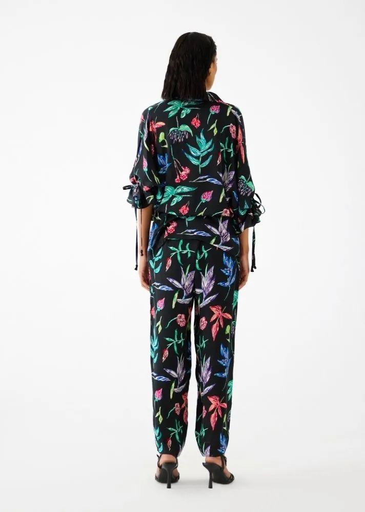 Black Botanica Drawstring Shirt And Pants