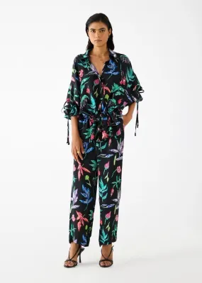 Black Botanica Drawstring Shirt And Pants