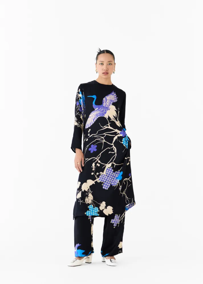 Black Crane Kurta & Pants Co-Ord