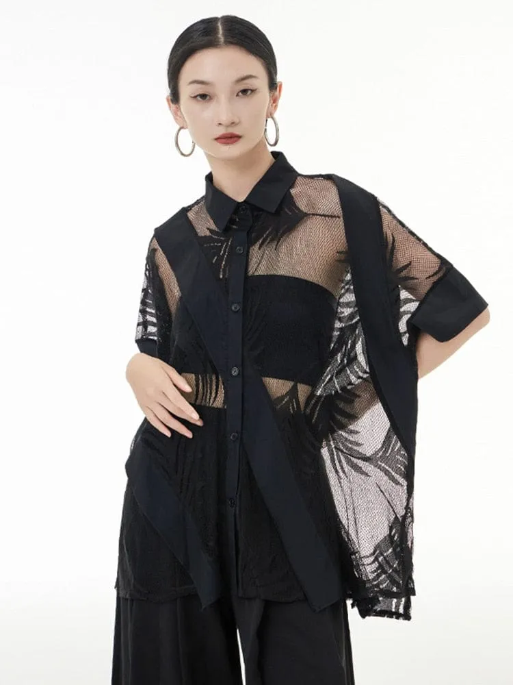 Black Lace Perspective Blouse