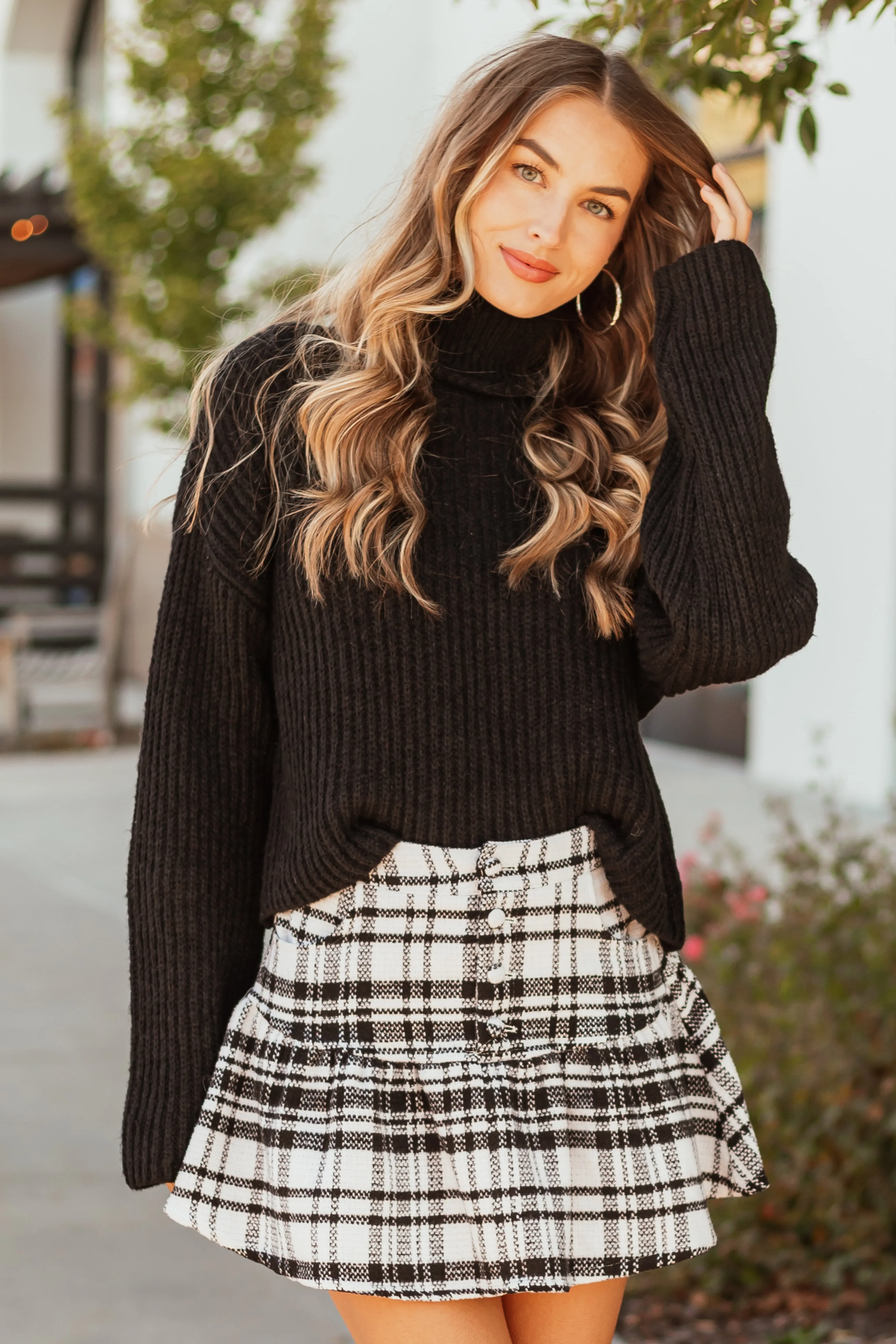 Black Long Sleeve Turtleneck Chunky Sweater