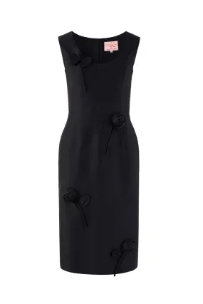 BLACK ROSE APPLIQUÉ DRESS