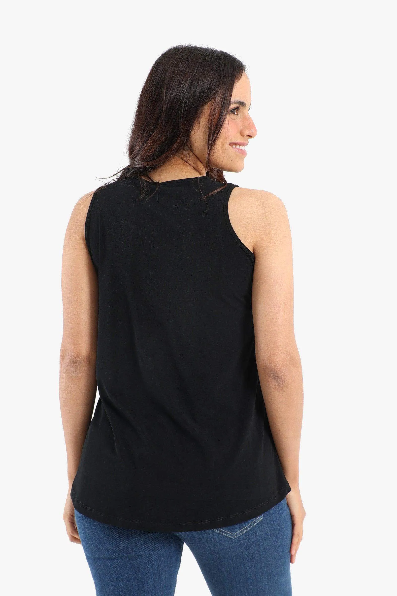 Black Voile Sleeveless Blouse