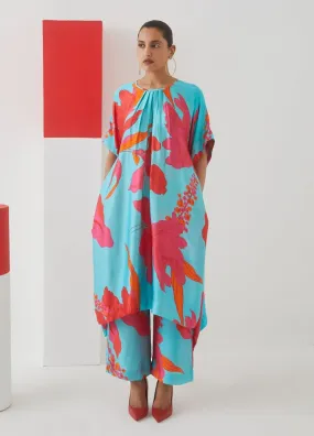 Blue Rose Kimono Kurta  Trousers