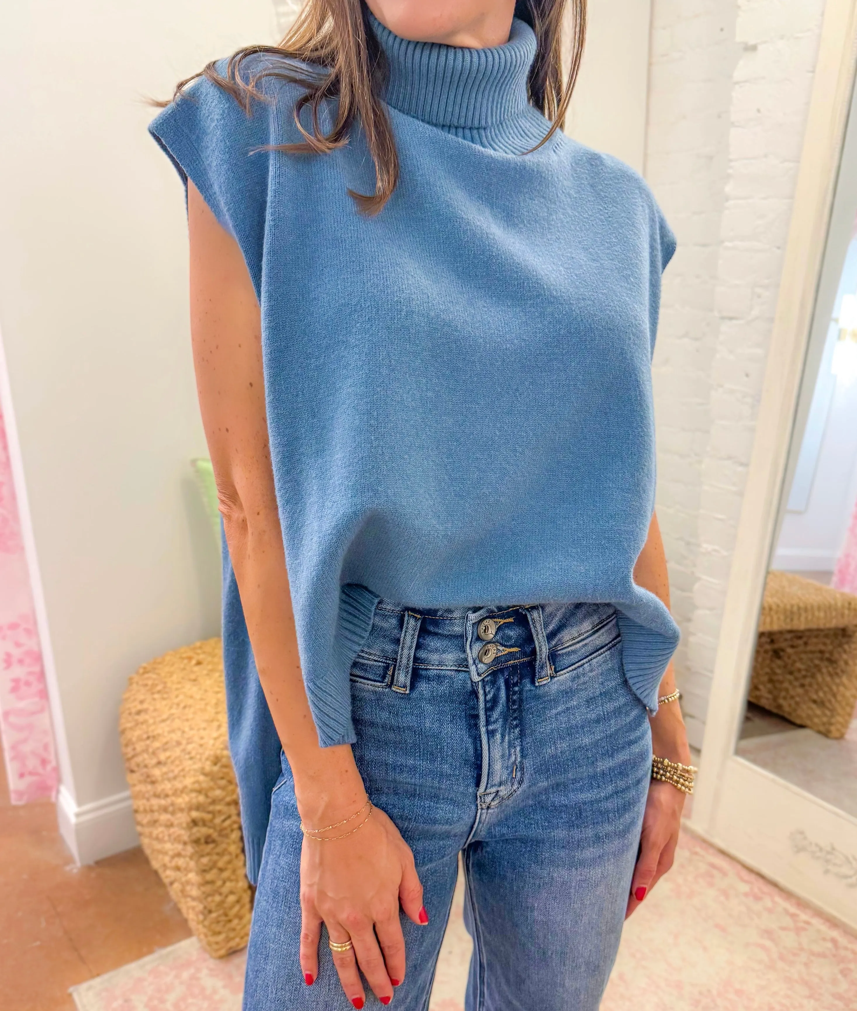 Blue Turtleneck Lee Sweater