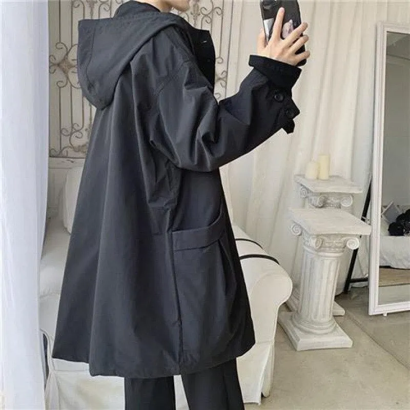 Bonsir Fashion Men's woolen Coats Solid Color Single Breasted Lapel Long Coat Jacket Casual Overcoat Casual Trench Spring and Autumn