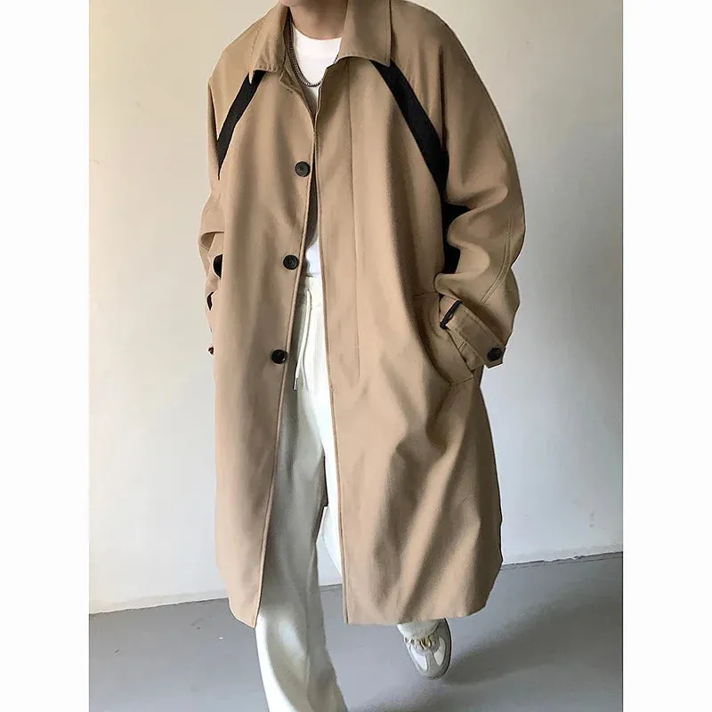 BONSIR  -  Men's Trench Coat Windbreaker Mid Long Handsome Autumn Casual Outwear