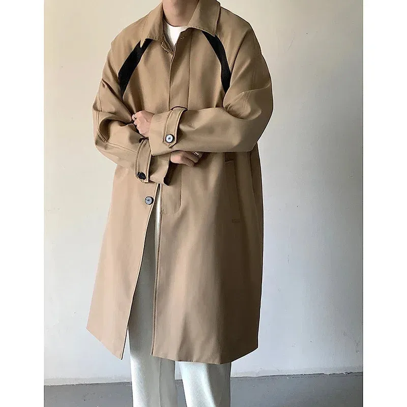 BONSIR  -  Men's Trench Coat Windbreaker Mid Long Handsome Autumn Casual Outwear