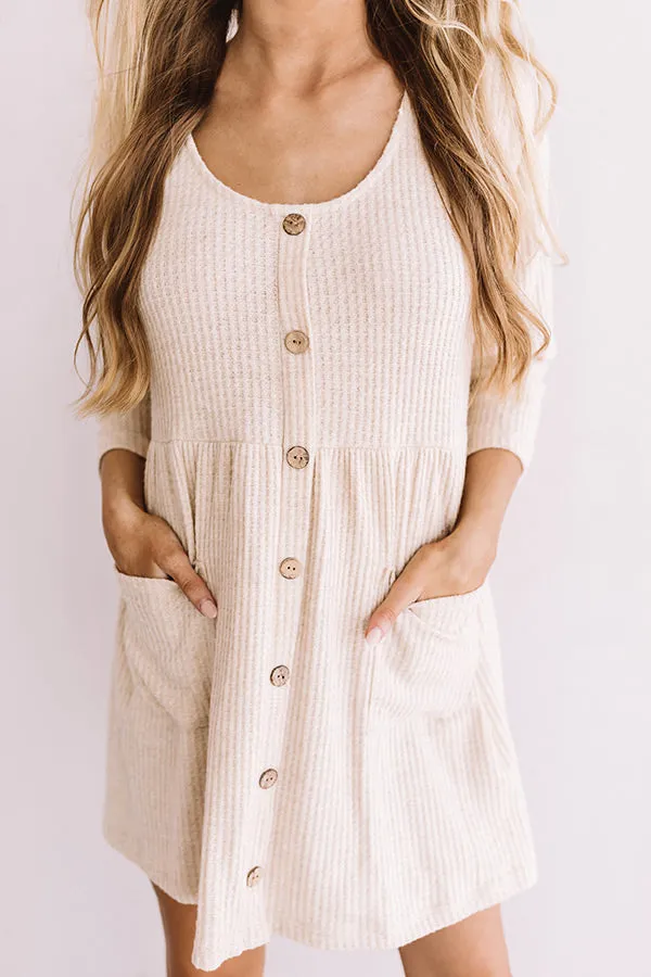 Bring On The Lattes Babydoll Tunic Dress In Cream