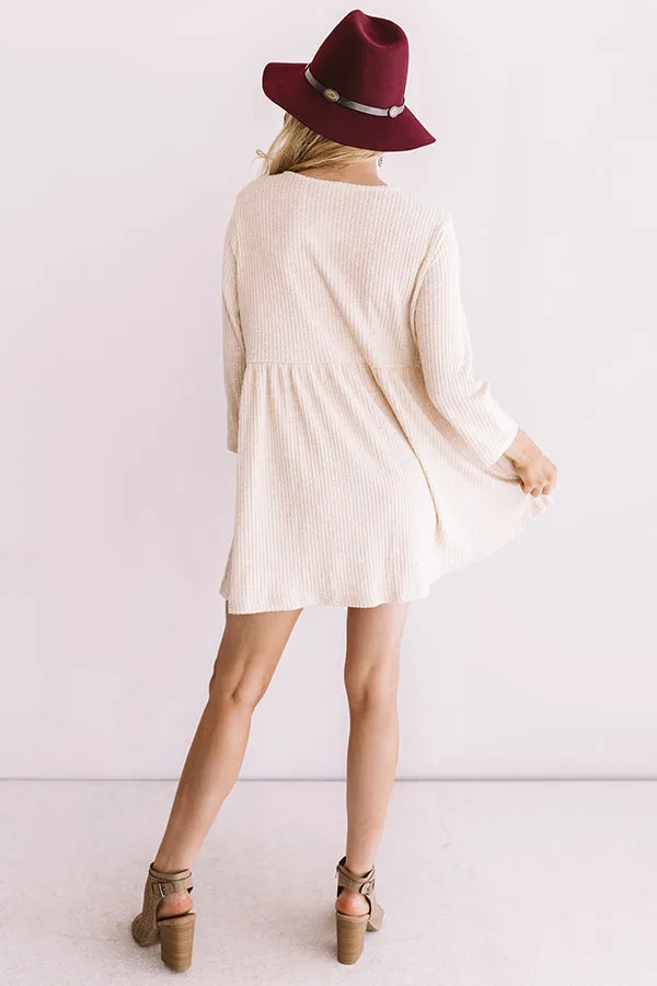 Bring On The Lattes Babydoll Tunic Dress In Cream