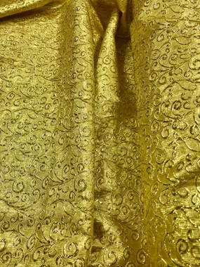 Brocade - 59-inches Wide Bright Gold Swirl