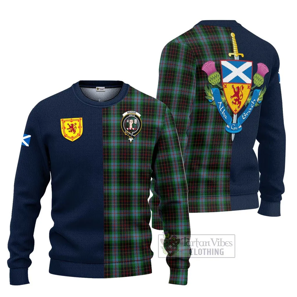 Brodie Hunting Tartan Ugly Sweater with Scottish Lion Royal Arm Half Style