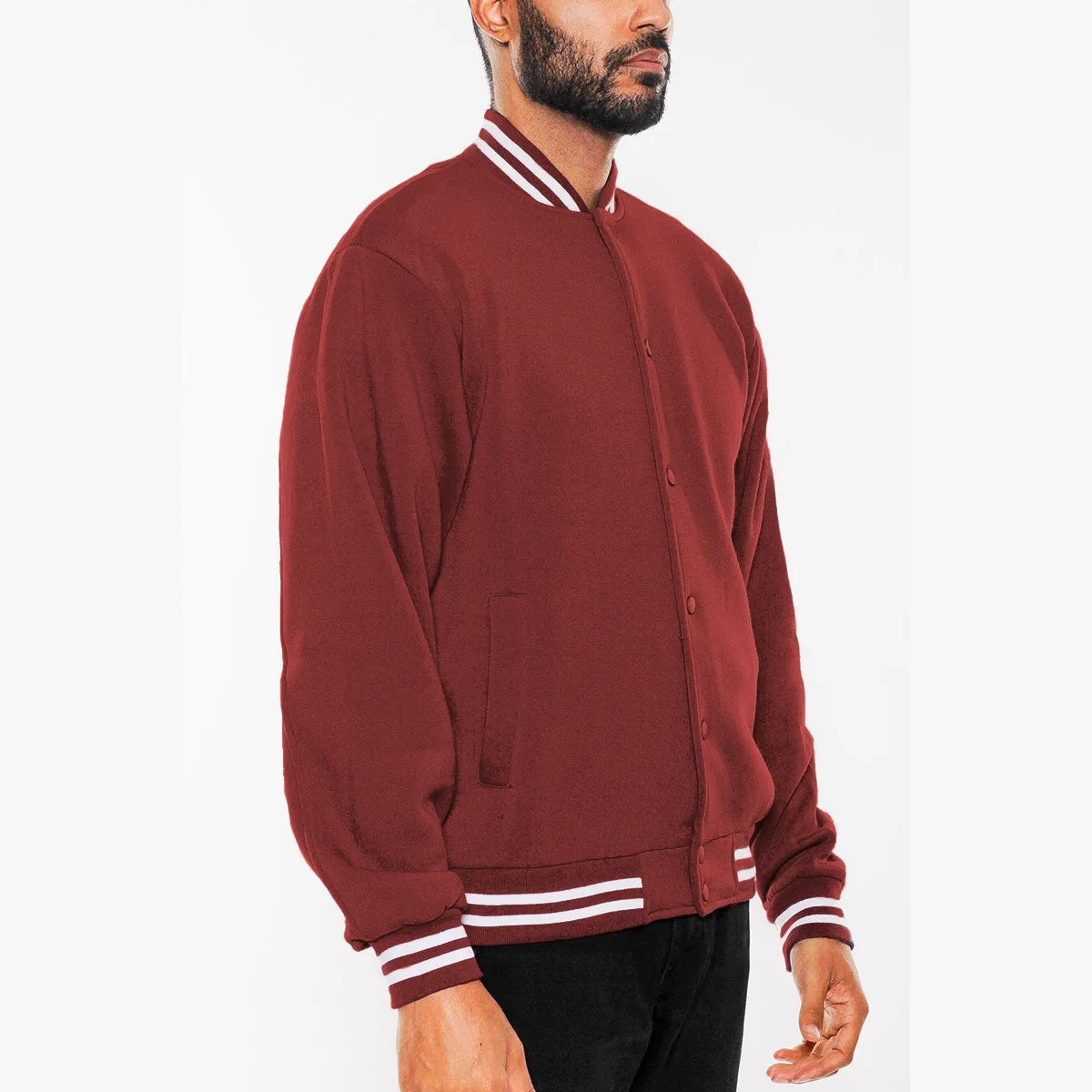 Burgundy Varsity Fleece Jacket