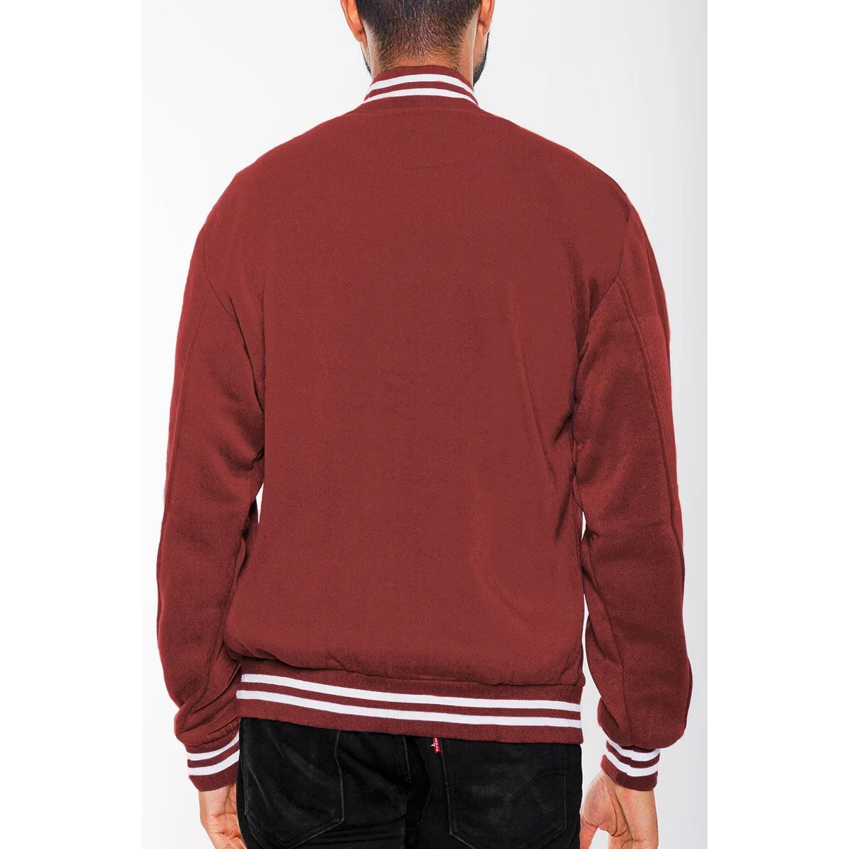 Burgundy Varsity Fleece Jacket