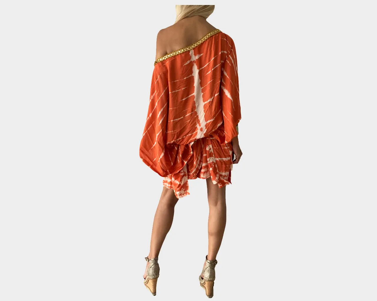 Burnt Orange One Shoulder Apres-Beach Cover-up Dress- The Mykonos