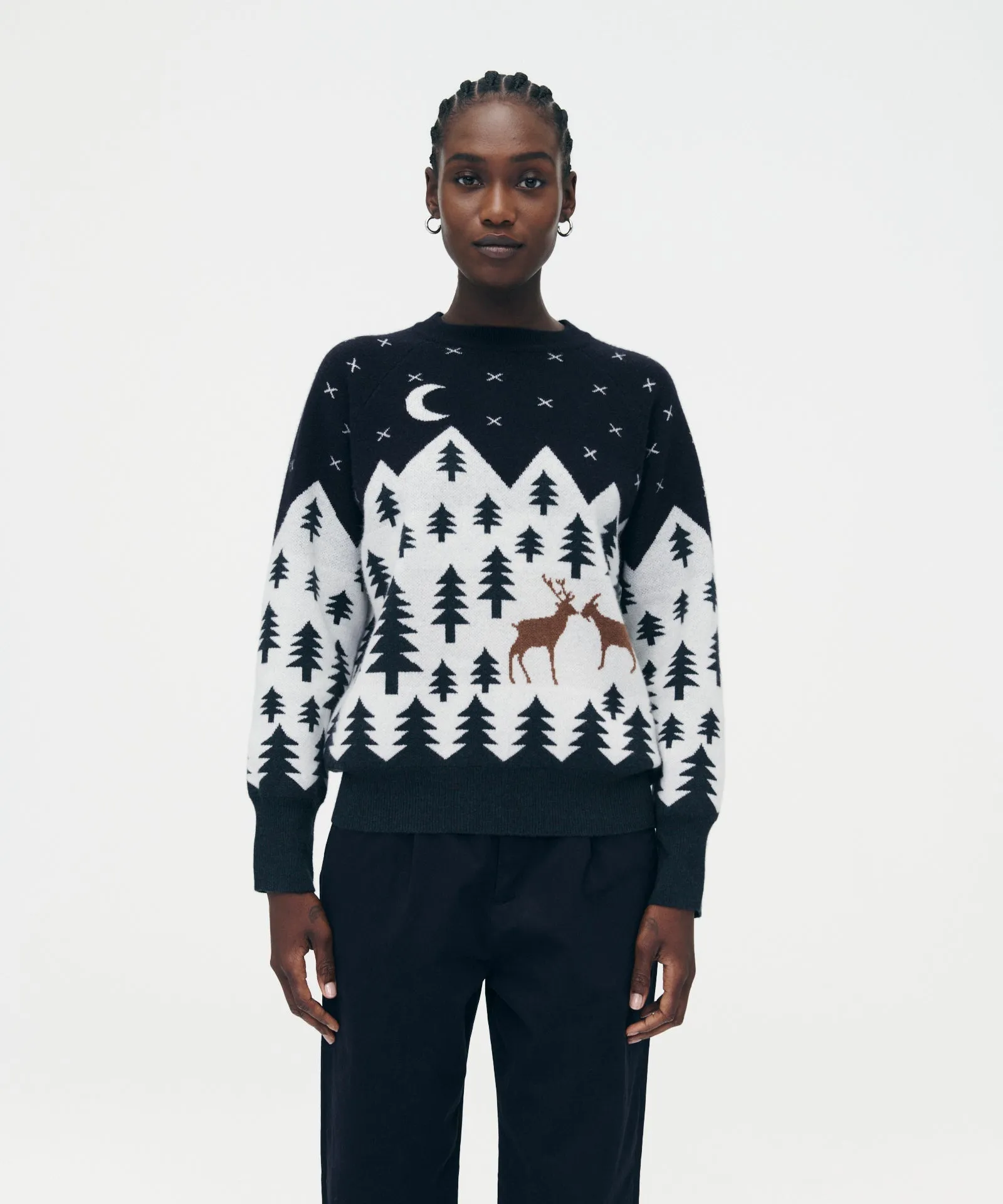 Cashmere Scenic Fair Isle Crewneck Sweater