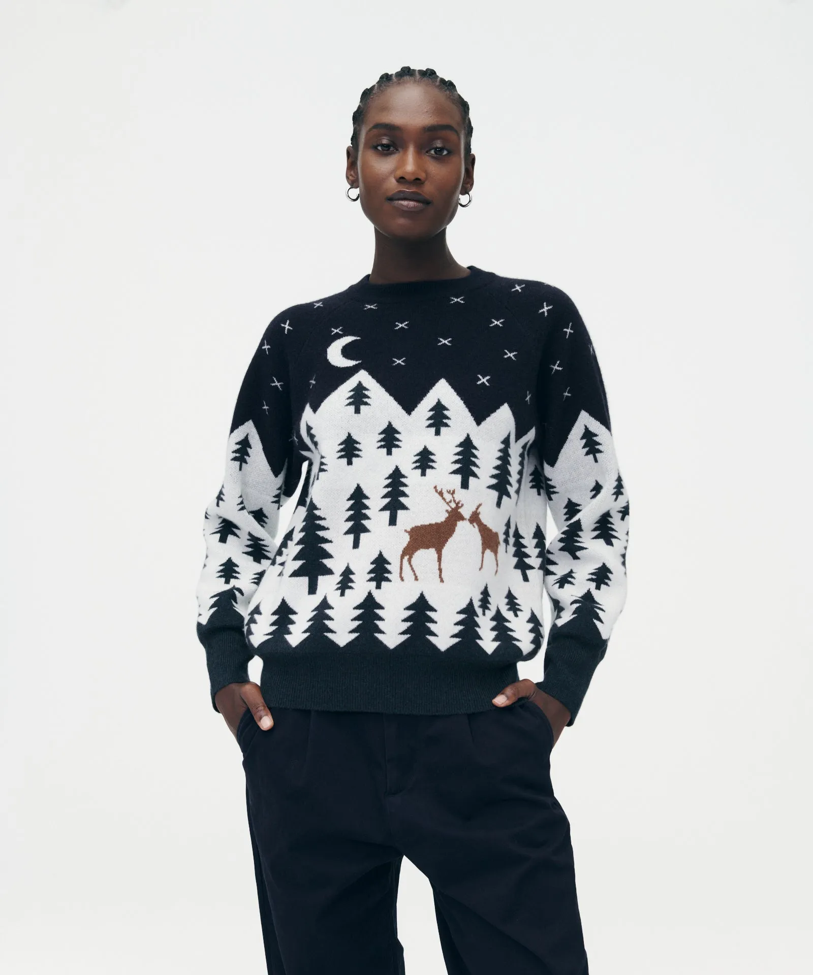 Cashmere Scenic Fair Isle Crewneck Sweater