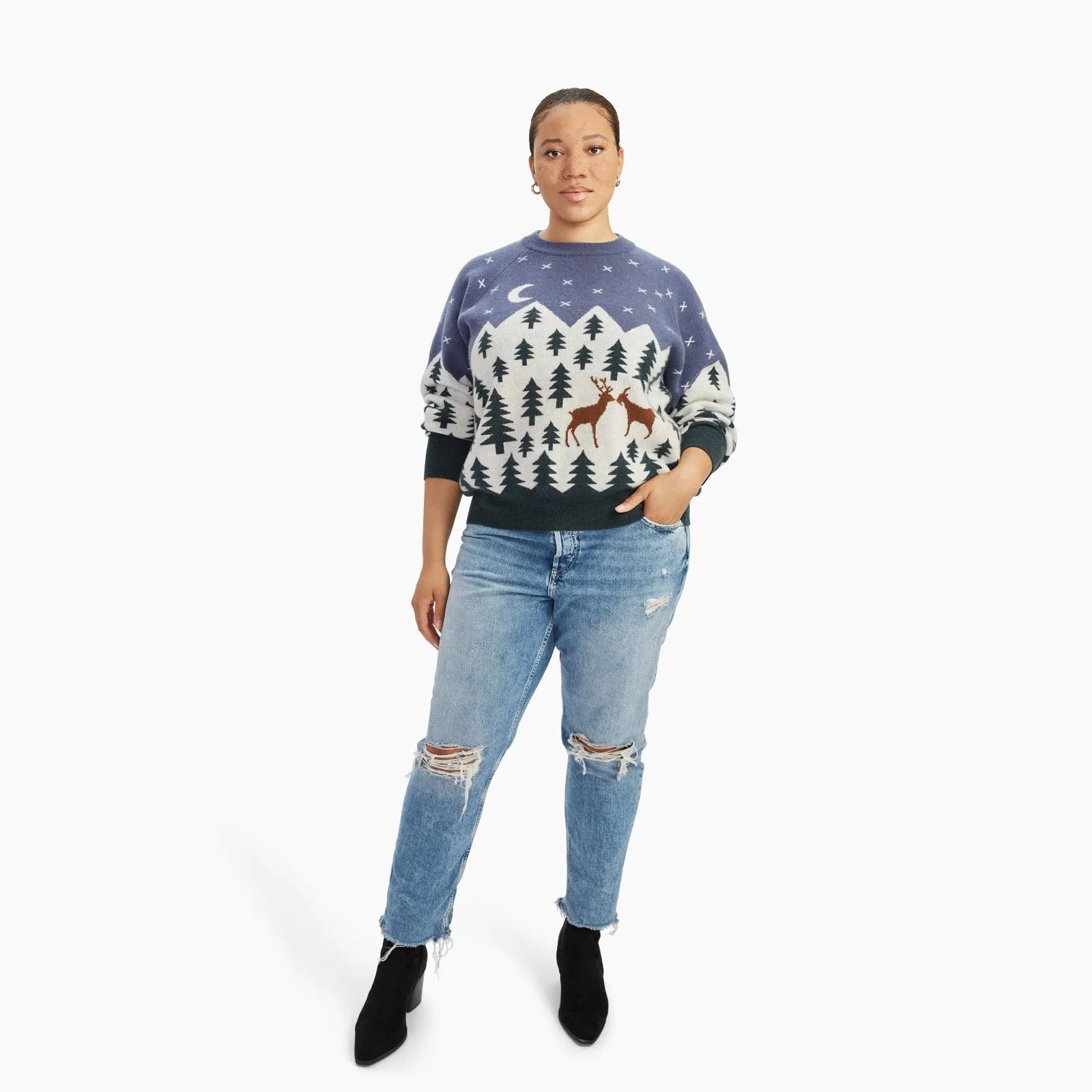 Cashmere Scenic Fair Isle Crewneck Sweater