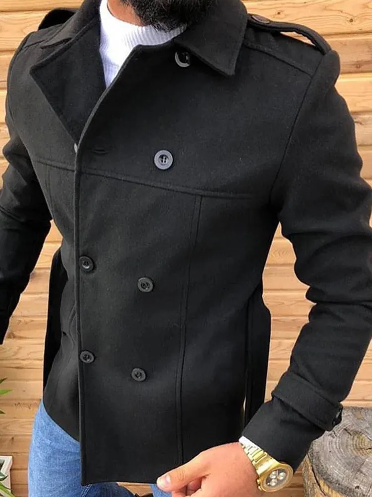 Casual Black British Style Short Trench Coat