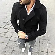 Casual Black British Style Short Trench Coat